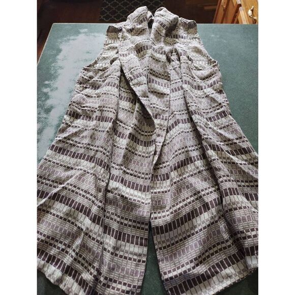 FLAX Linen blend multi color Cardigan Duster Vest sz Small - Picture 1 of 4